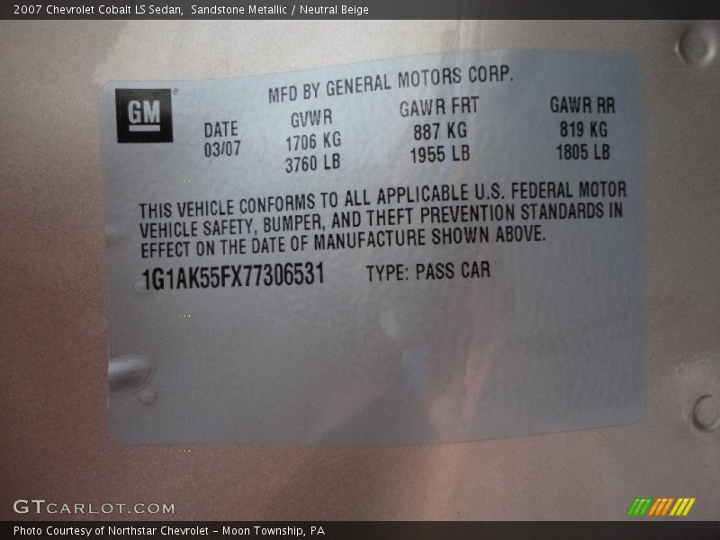 Sandstone Metallic / Neutral Beige 2007 Chevrolet Cobalt LS Sedan