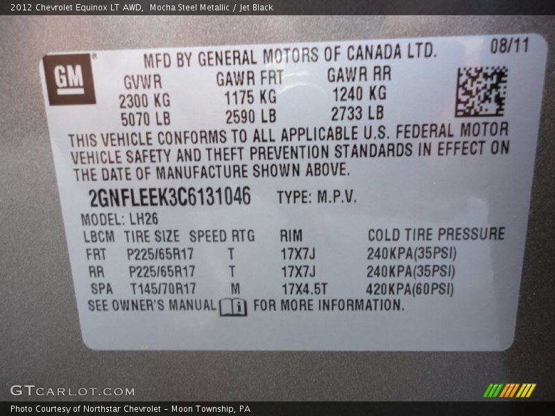 Mocha Steel Metallic / Jet Black 2012 Chevrolet Equinox LT AWD