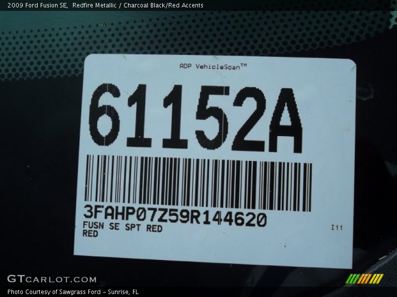 Redfire Metallic / Charcoal Black/Red Accents 2009 Ford Fusion SE