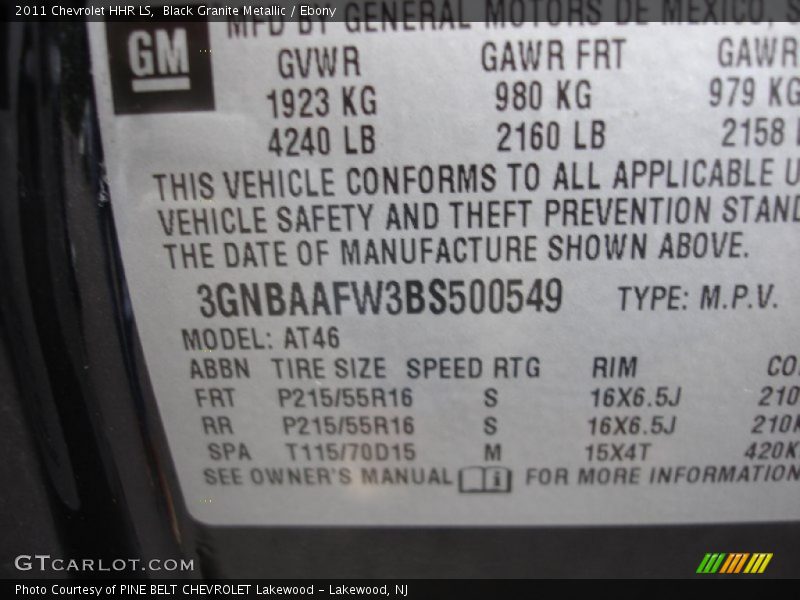 Black Granite Metallic / Ebony 2011 Chevrolet HHR LS