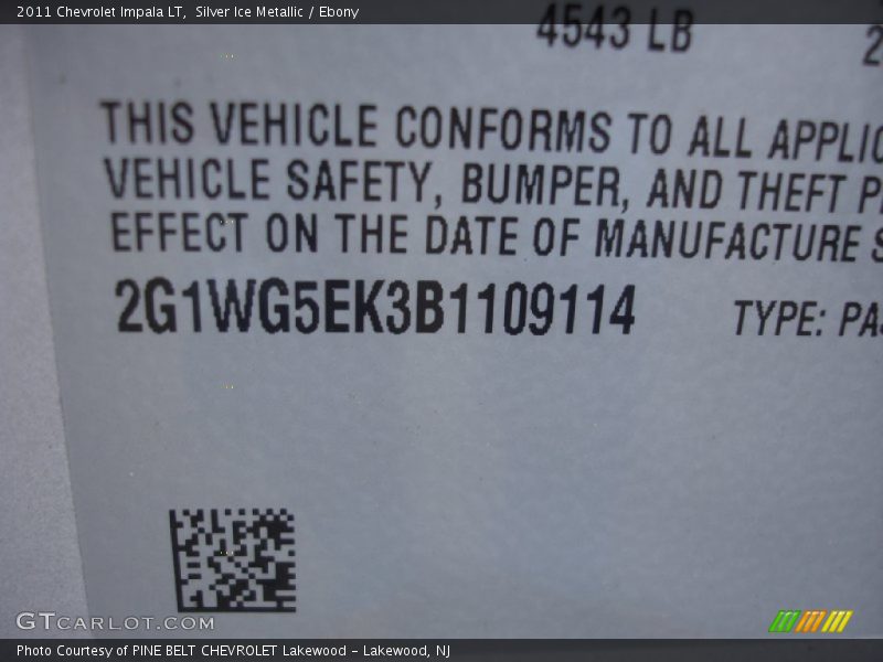 Silver Ice Metallic / Ebony 2011 Chevrolet Impala LT