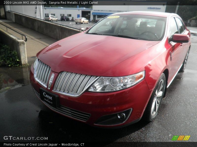 Sangria Red Metallic / Light Camel 2009 Lincoln MKS AWD Sedan