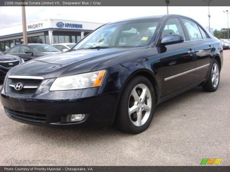 Deepwater Blue / Gray 2008 Hyundai Sonata Limited V6