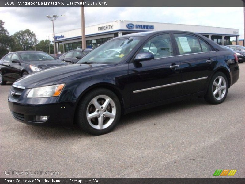 Deepwater Blue / Gray 2008 Hyundai Sonata Limited V6