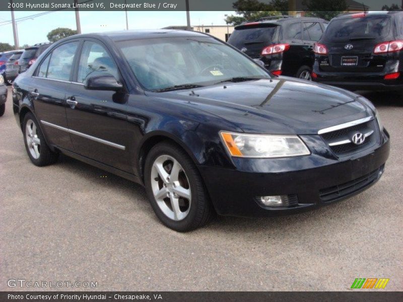 Deepwater Blue / Gray 2008 Hyundai Sonata Limited V6