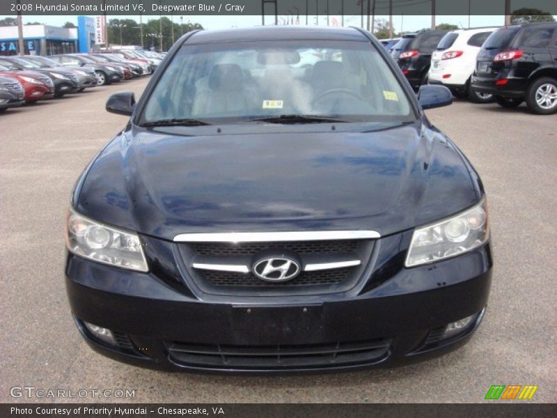 Deepwater Blue / Gray 2008 Hyundai Sonata Limited V6