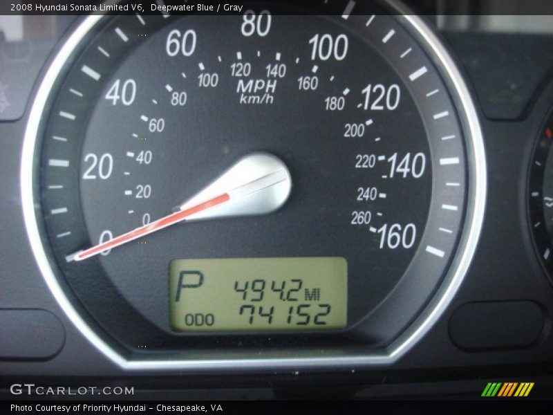 Deepwater Blue / Gray 2008 Hyundai Sonata Limited V6