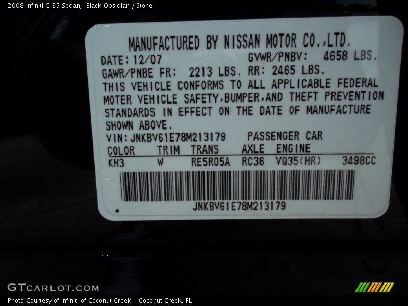 Black Obsidian / Stone 2008 Infiniti G 35 Sedan