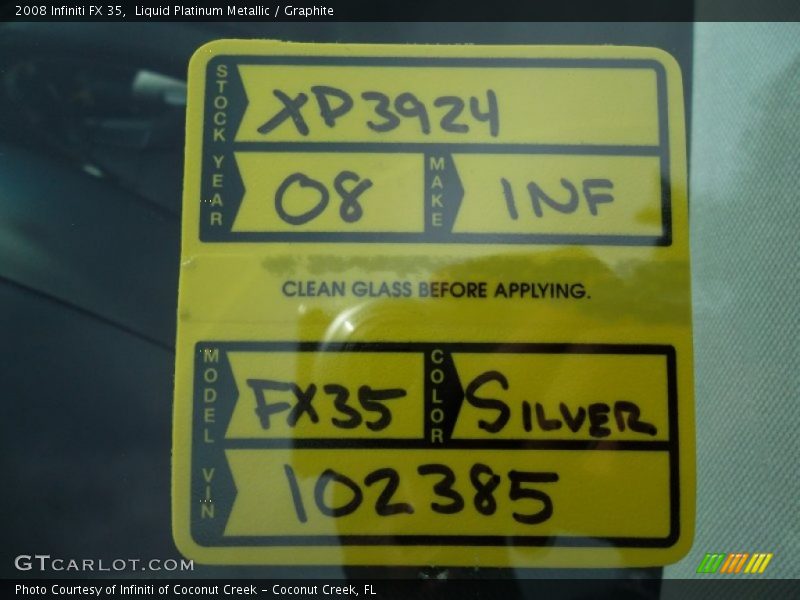 Liquid Platinum Metallic / Graphite 2008 Infiniti FX 35