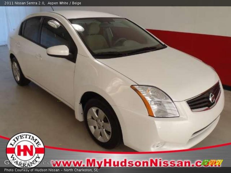Aspen White / Beige 2011 Nissan Sentra 2.0