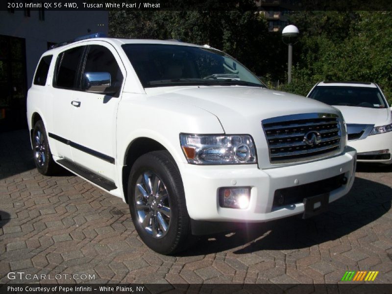 Tuscan White Pearl / Wheat 2010 Infiniti QX 56 4WD