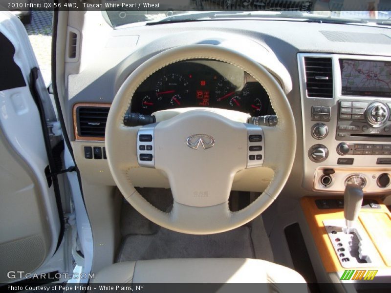 Tuscan White Pearl / Wheat 2010 Infiniti QX 56 4WD