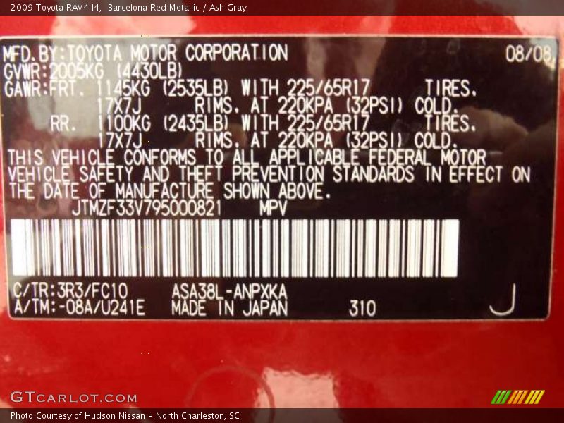 Barcelona Red Metallic / Ash Gray 2009 Toyota RAV4 I4