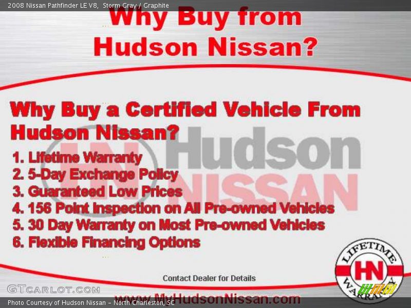 Storm Gray / Graphite 2008 Nissan Pathfinder LE V8
