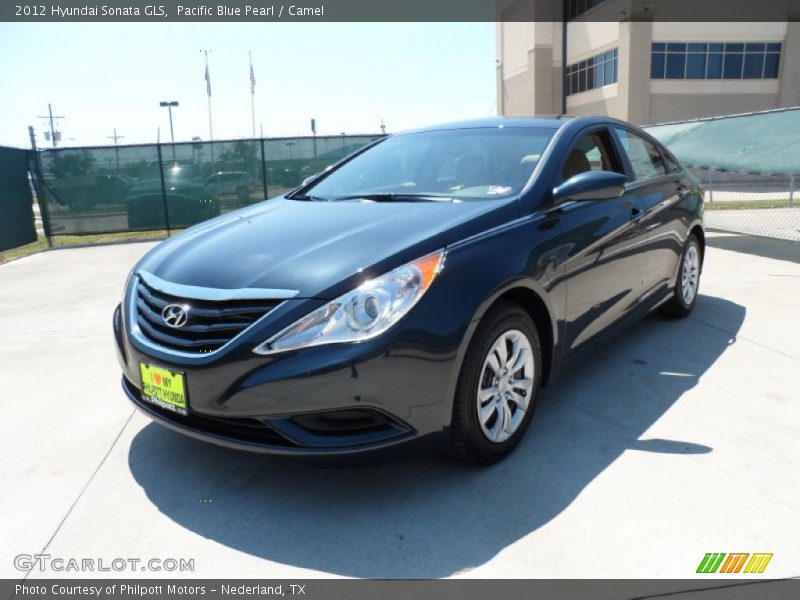 Pacific Blue Pearl / Camel 2012 Hyundai Sonata GLS
