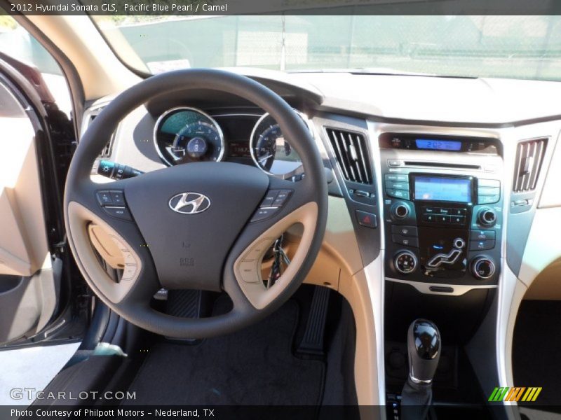 Pacific Blue Pearl / Camel 2012 Hyundai Sonata GLS