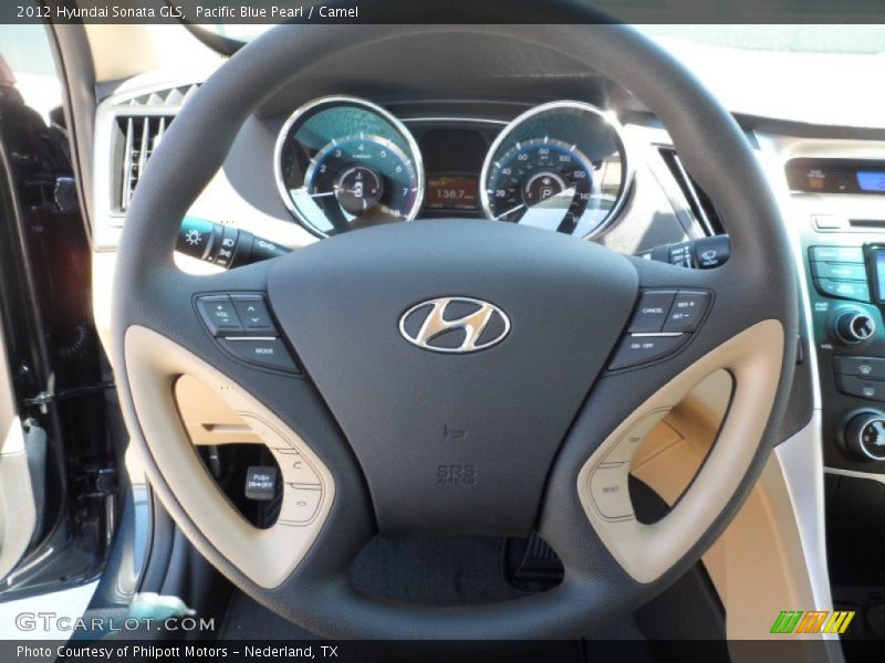 Pacific Blue Pearl / Camel 2012 Hyundai Sonata GLS