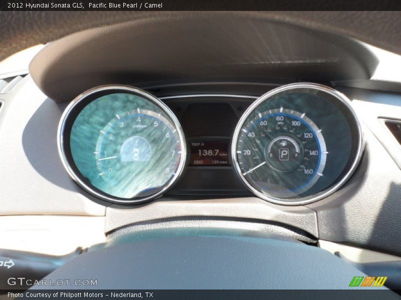 Pacific Blue Pearl / Camel 2012 Hyundai Sonata GLS