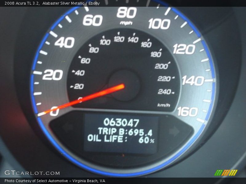 Alabaster Silver Metallic / Ebony 2008 Acura TL 3.2