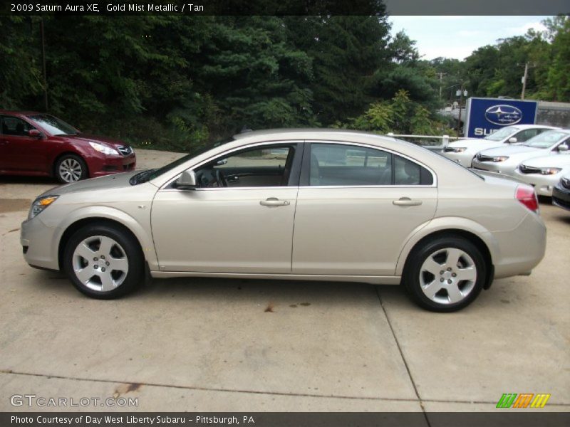 Gold Mist Metallic / Tan 2009 Saturn Aura XE