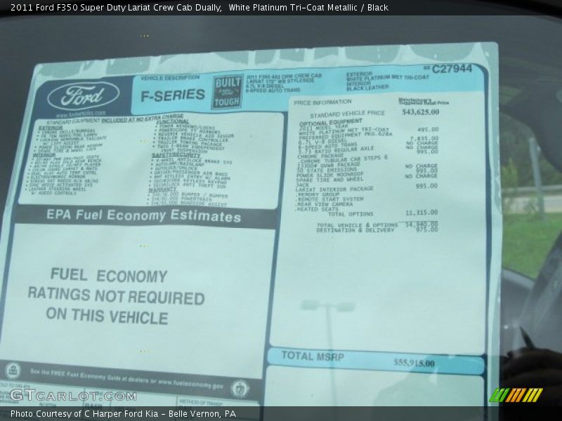  2011 F350 Super Duty Lariat Crew Cab Dually Window Sticker