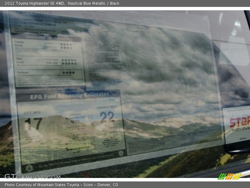 Nautical Blue Metallic / Black 2012 Toyota Highlander SE 4WD