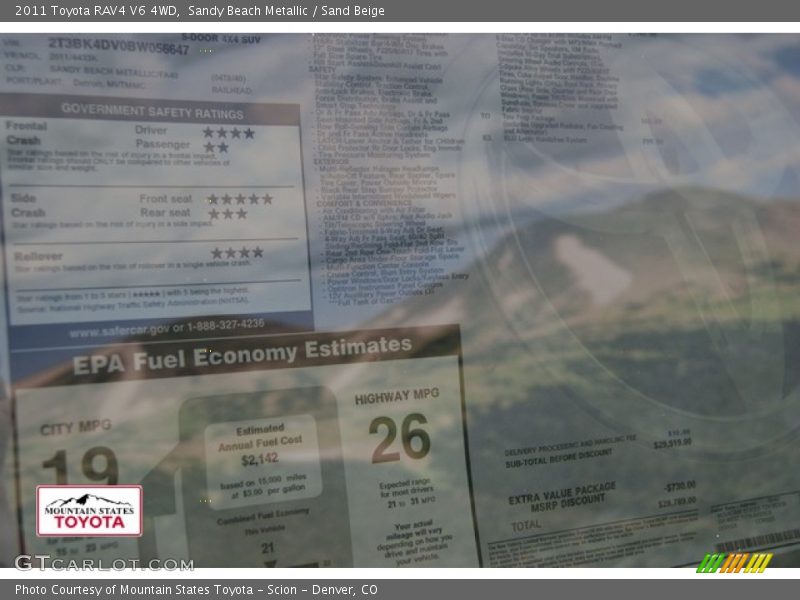 Sandy Beach Metallic / Sand Beige 2011 Toyota RAV4 V6 4WD