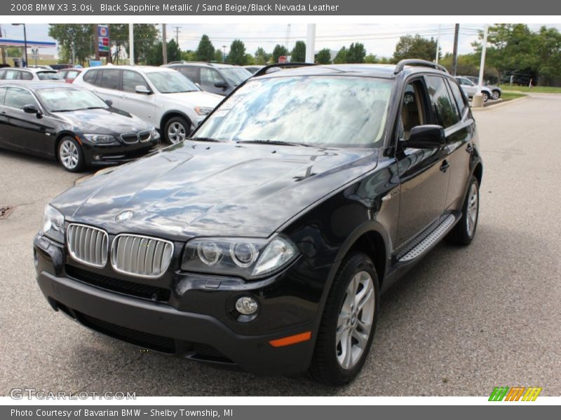 Black Sapphire Metallic / Sand Beige/Black Nevada Leather 2008 BMW X3 3.0si
