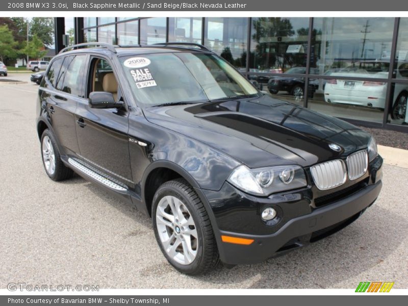 Black Sapphire Metallic / Sand Beige/Black Nevada Leather 2008 BMW X3 3.0si