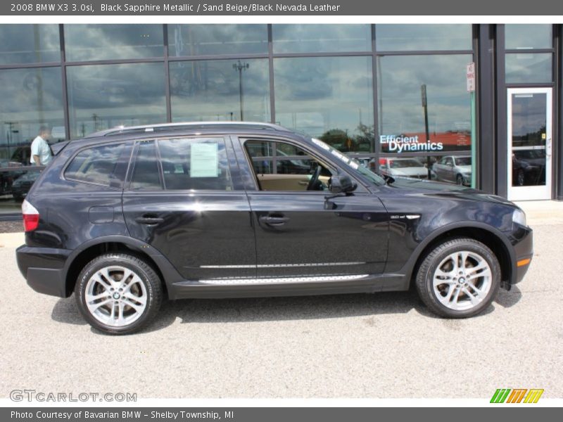 Black Sapphire Metallic / Sand Beige/Black Nevada Leather 2008 BMW X3 3.0si