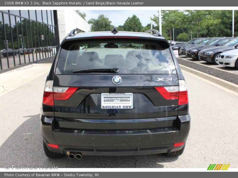 Black Sapphire Metallic / Sand Beige/Black Nevada Leather 2008 BMW X3 3.0si