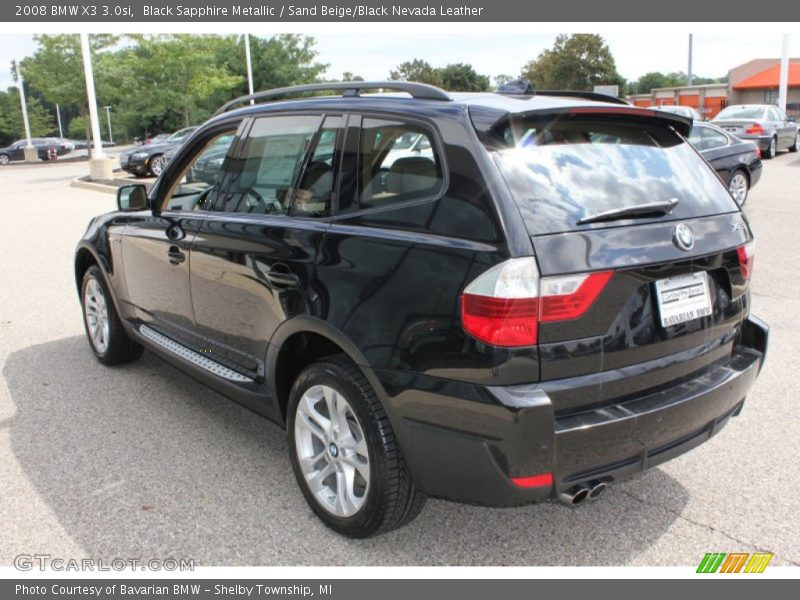 Black Sapphire Metallic / Sand Beige/Black Nevada Leather 2008 BMW X3 3.0si