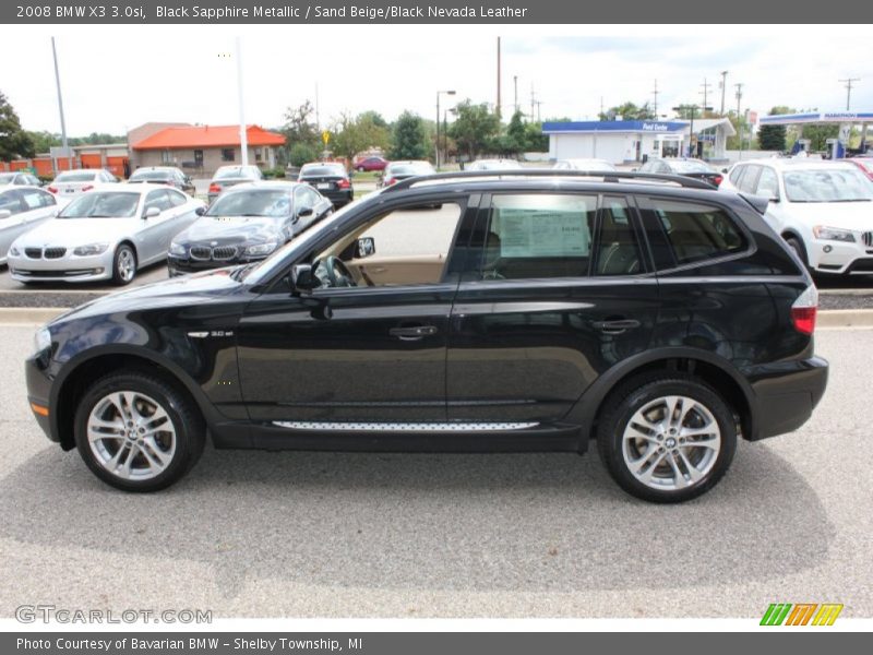 Black Sapphire Metallic / Sand Beige/Black Nevada Leather 2008 BMW X3 3.0si