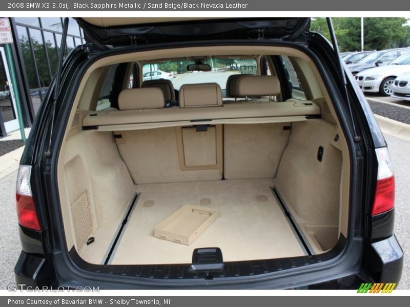 Black Sapphire Metallic / Sand Beige/Black Nevada Leather 2008 BMW X3 3.0si