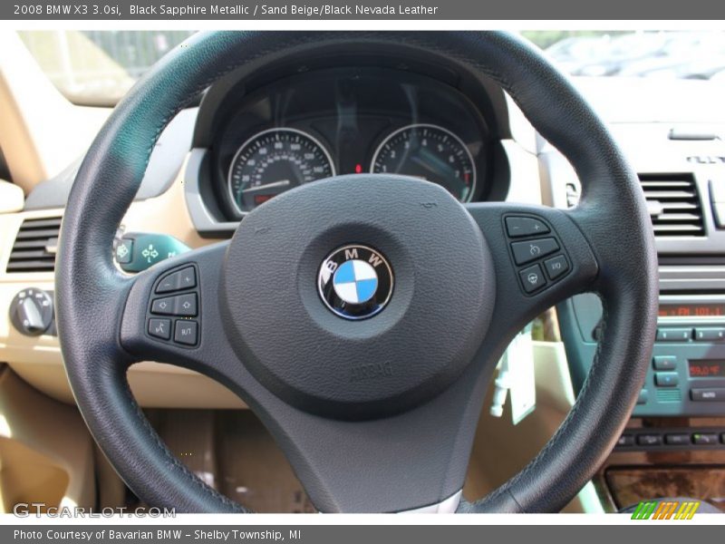 Black Sapphire Metallic / Sand Beige/Black Nevada Leather 2008 BMW X3 3.0si