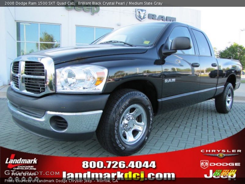 Brilliant Black Crystal Pearl / Medium Slate Gray 2008 Dodge Ram 1500 SXT Quad Cab