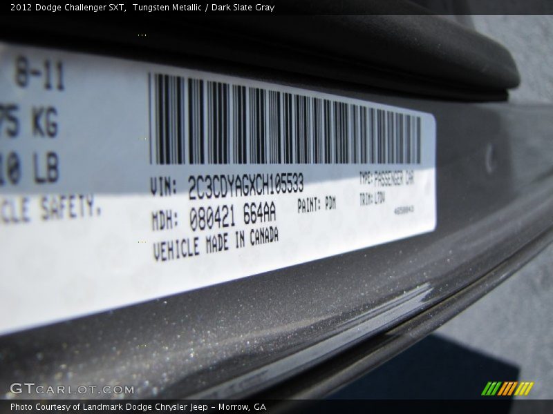 Tungsten Metallic / Dark Slate Gray 2012 Dodge Challenger SXT