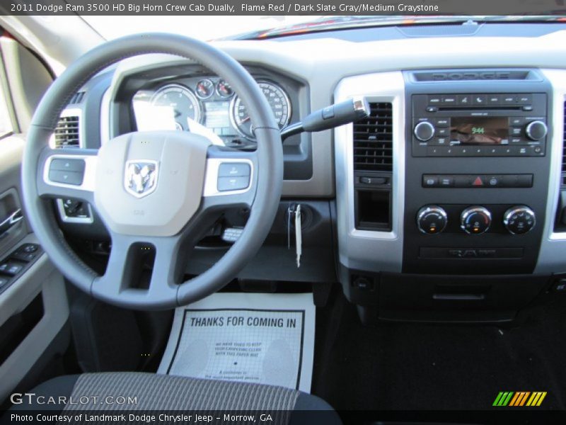 Flame Red / Dark Slate Gray/Medium Graystone 2011 Dodge Ram 3500 HD Big Horn Crew Cab Dually