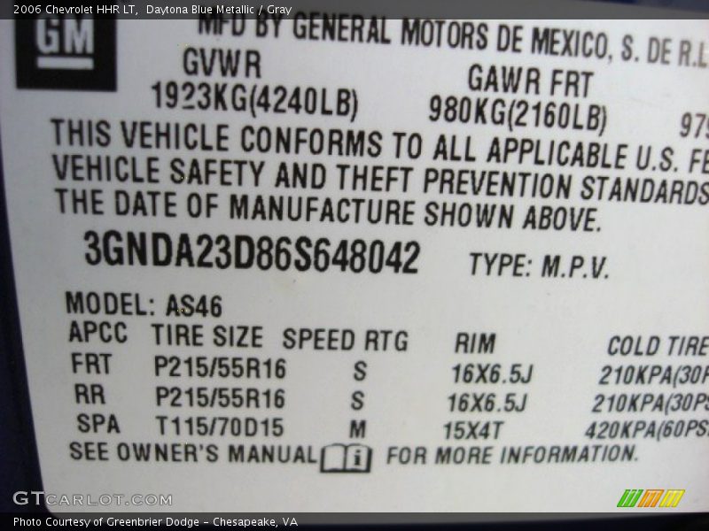 Daytona Blue Metallic / Gray 2006 Chevrolet HHR LT
