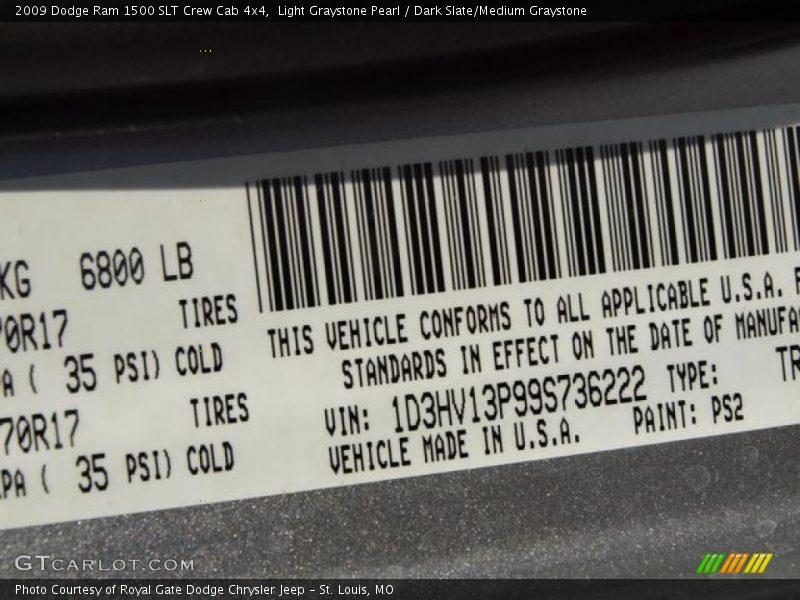 Light Graystone Pearl / Dark Slate/Medium Graystone 2009 Dodge Ram 1500 SLT Crew Cab 4x4