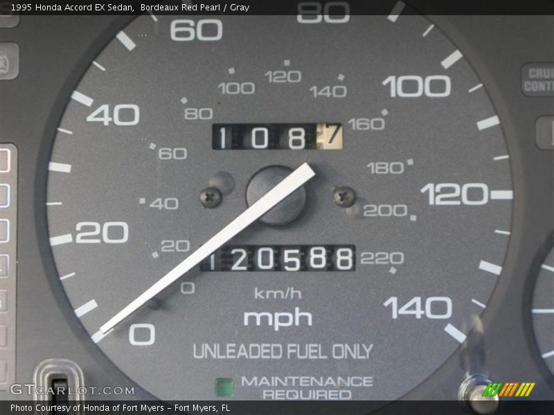 Bordeaux Red Pearl / Gray 1995 Honda Accord EX Sedan