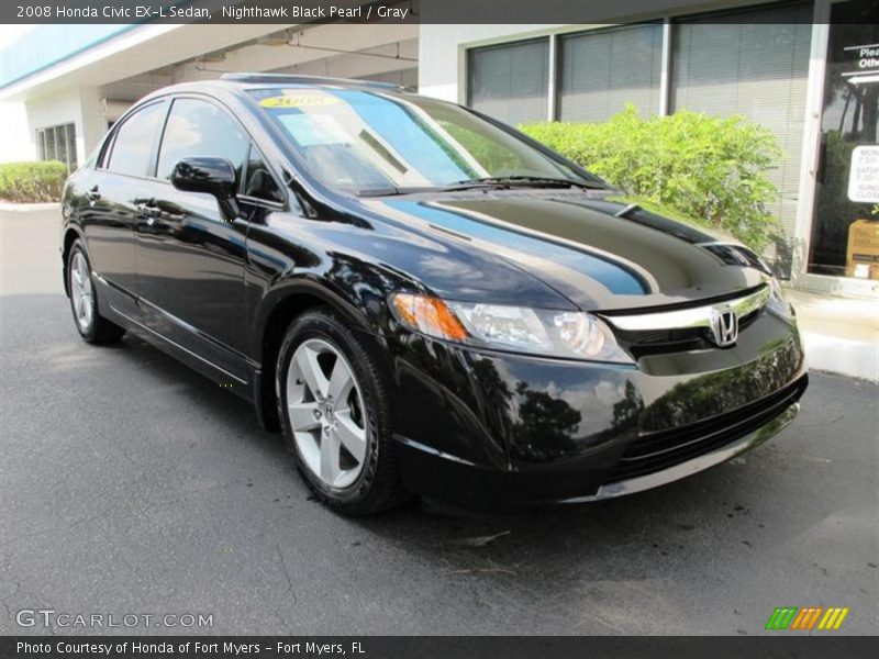 Nighthawk Black Pearl / Gray 2008 Honda Civic EX-L Sedan