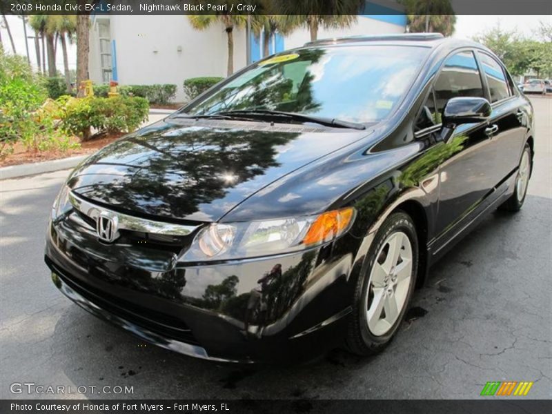 Nighthawk Black Pearl / Gray 2008 Honda Civic EX-L Sedan