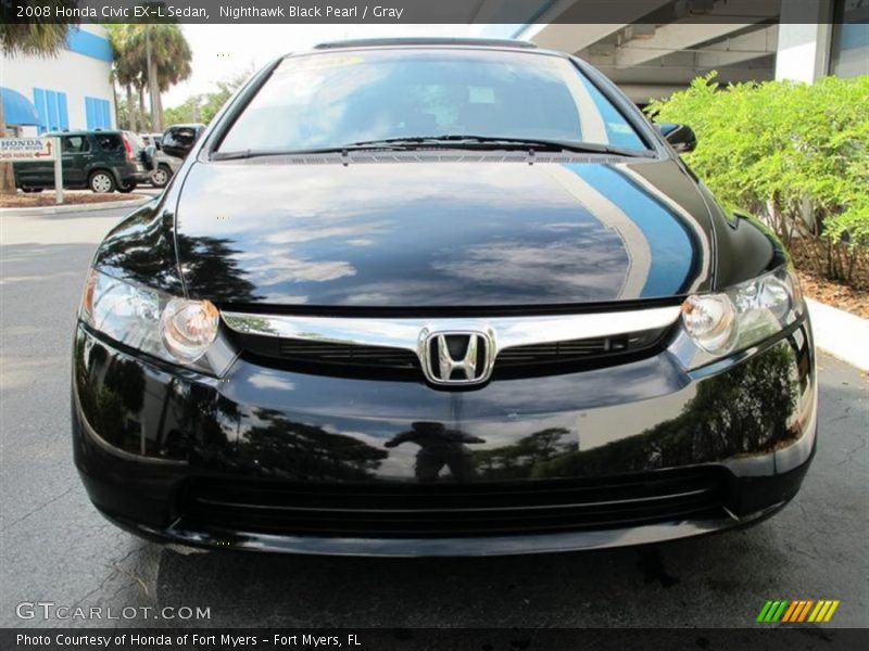 Nighthawk Black Pearl / Gray 2008 Honda Civic EX-L Sedan