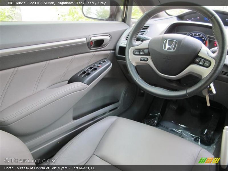 Nighthawk Black Pearl / Gray 2008 Honda Civic EX-L Sedan