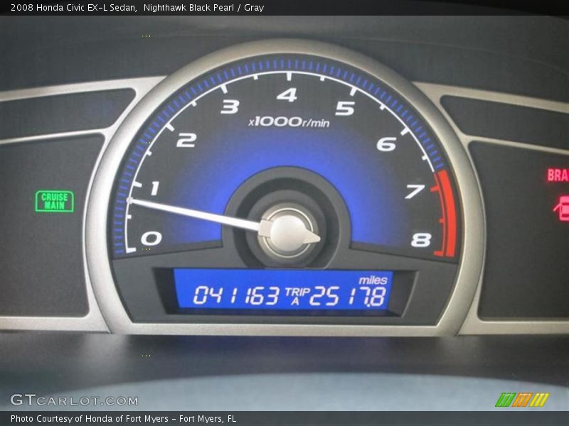 Nighthawk Black Pearl / Gray 2008 Honda Civic EX-L Sedan