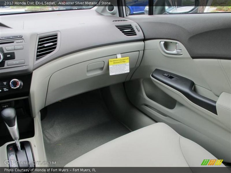 Alabaster Silver Metallic / Stone 2012 Honda Civic EX-L Sedan