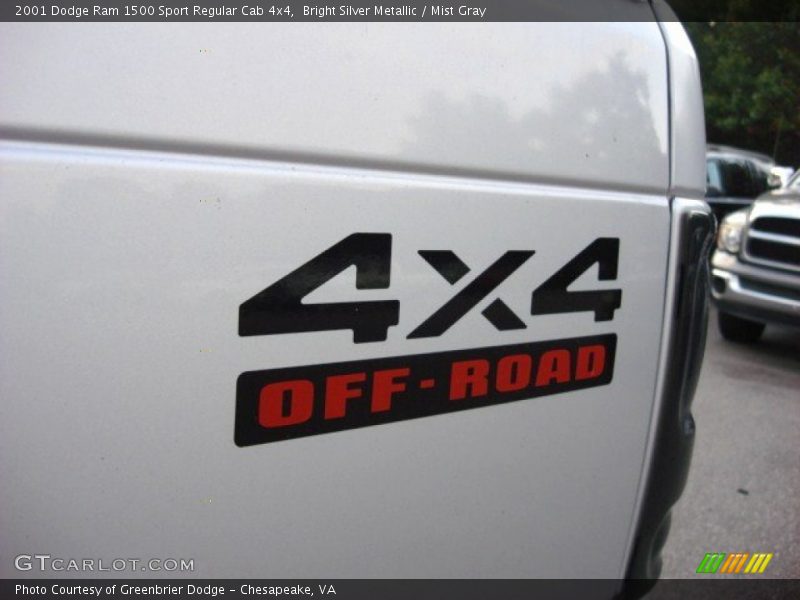Bright Silver Metallic / Mist Gray 2001 Dodge Ram 1500 Sport Regular Cab 4x4