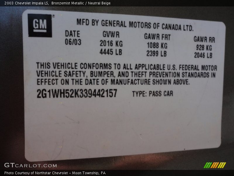 Bronzemist Metallic / Neutral Beige 2003 Chevrolet Impala LS