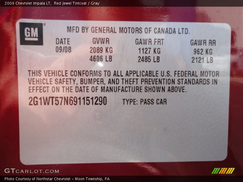 Red Jewel Tintcoat / Gray 2009 Chevrolet Impala LT